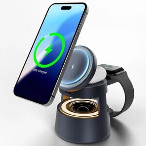 NEW SEALED Wireless Charging Station Mag-Safe Charger: 5 in1 Travel Stand Blueto